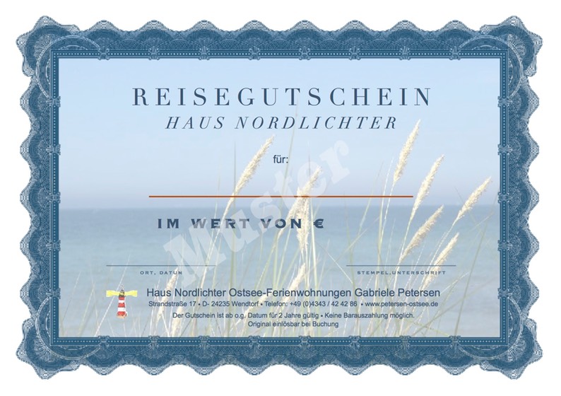 Vorlagen Gutschein Für Eine Reise Text Reisegutscheine | Haus Nordlichter
